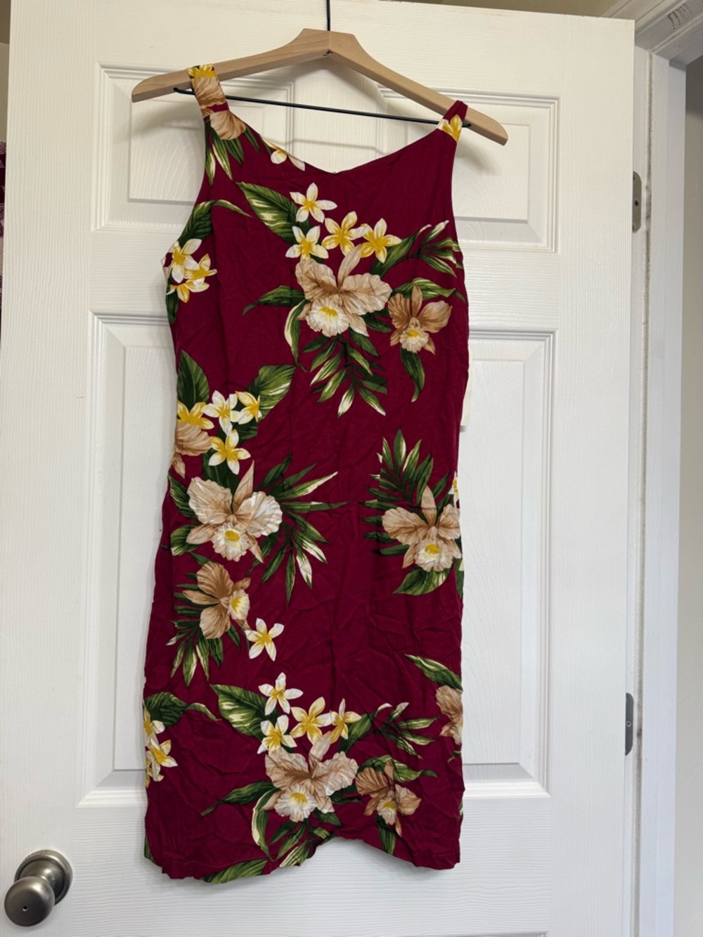 Berry Floral Midi Dress with Tropical Print